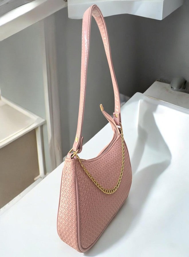 Purse Pulse Women's Fashion Shoulder Bag Hand Bag, Stylish Ladies Canvas Handbag, Zip Pocket, for Office, Travel, College (OLD ROSE) - Image 2